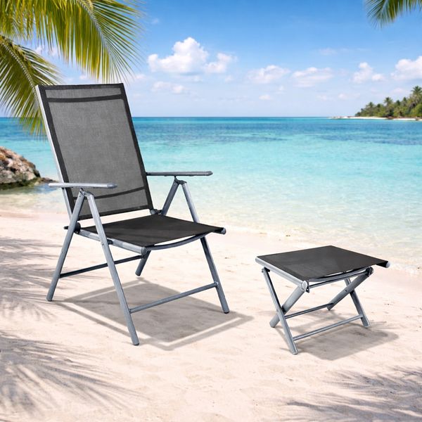 Hochlehner Klappstuhl + Klapphocker Fußhocker Aluminium Textilen