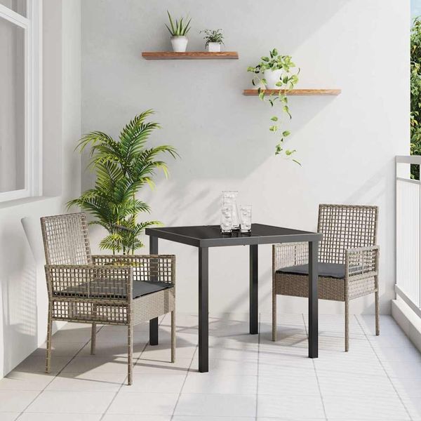 vidaXL Gartenstuhl mit Kissen 2 pcs Grau 55 x 53 x 85 cm Poly-Rattan 42003447