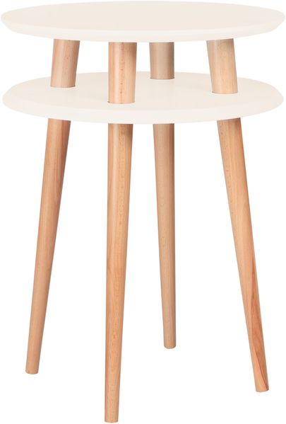 Ragaba Beistelltisch, MDF & Massivholz, Ø 45x61 cm, Perl Weiß
