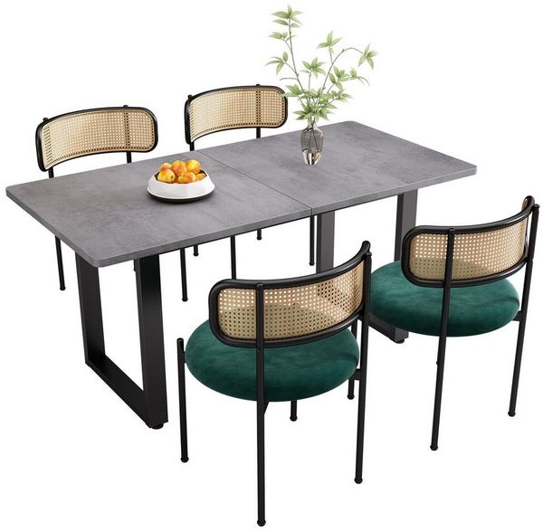 Flieks Essgruppe, (Set, 5-tlg, Tisch mit 4 Stühlen), Esstisch mit 4 Stühlen Set Küchetisch Esszimmerstuhl Rattan