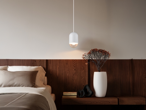 Kleine Pendelleuchte NARA einflammig aus Metall in Weiß, Ø 10cm Bild 6