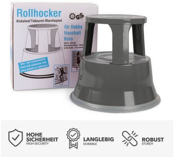 Karat Tritthocker Elefantenfuß, 4 Farben Rollhocker, Hocker, Sitzfläche ohne Lehne, Stahl