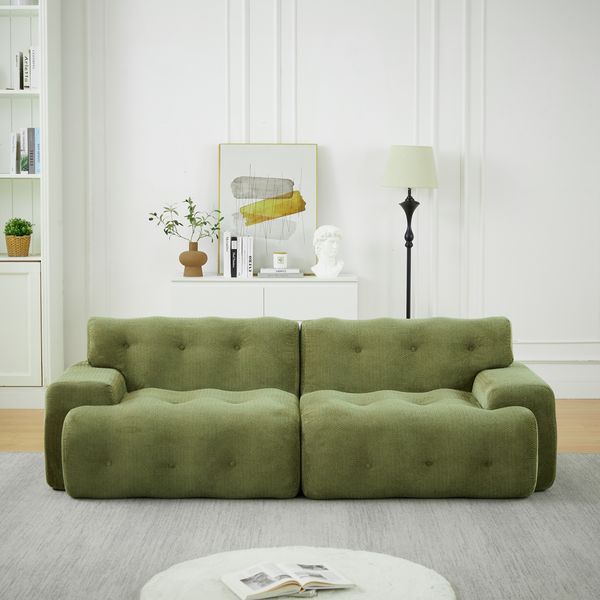 2-Sitzer Sofa B 224 x T 104 x H 66 cm aus Chenille in Grün