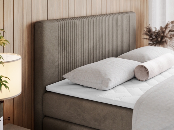 Boxspringbett KING DOREN, mit zwei Bettkästen und einer Multipocket-Matratze - 120x200 - Braun Velours - H3 Bild 3
