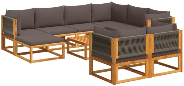 vidaXL 10-tlg. Gartensofa-Set mit Kissen Holz Akazie & Seil 3278836