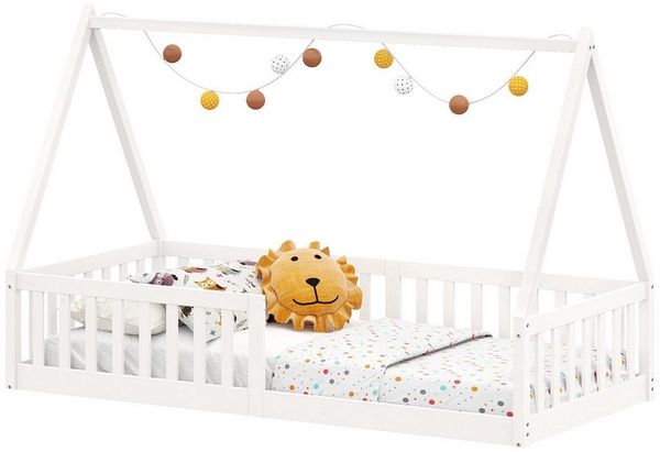 IDIMEX Kinderbett NICOLAS, Kinderbett in Hausform, Bodenbett montessori massivholz kinderzimmer