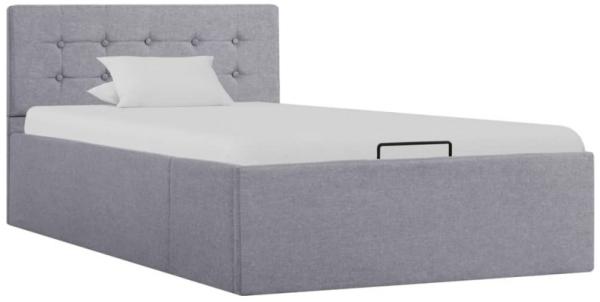 vidaXL Stauraumbett Hydraulisch Hellgrau Stoff 90×200 cm 285576