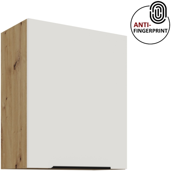 Küchen Hängeschrank 60 cm ARIA Weiss ultra matt + Eiche Artisan matt, hochwertige Fronten mit Anti Fingerprint Beschichtung Küchenzeile Küchenblock