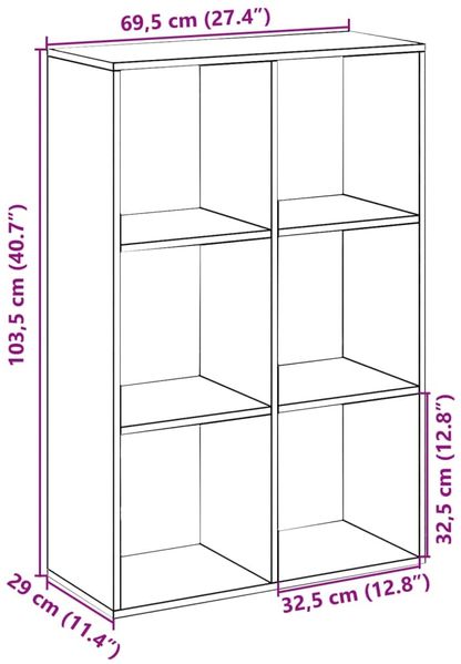 vidaXL Raumteiler-Bücherregal Sonoma-Eiche 69,5x29x103,5 cm 858014 Bild 11
