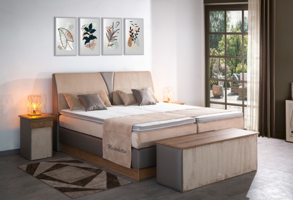Meisterbetten Boxspringbett Aura 180x200 in CS-Senf in LM-Senf, Matratzenbezug Nano, Ergoflex-Topper Bild 4