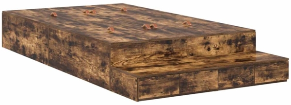 vidaXL Aufbewahrungsbettgestell Geräucherte Eiche 120 cm Holzwerkstoff 3335689