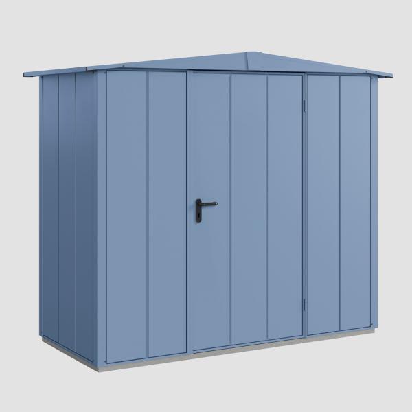 Hörmann Ecostar Metall-Gerätehaus Elegant mit Satteldach Typ 1, 108 x 238 cm , taubenblau, 2,6 m²,1-flüglige Tür