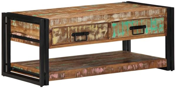 vidaXL Couchtisch Mehrfarbig 90x50x38 cm Altholz Massiv 4016686