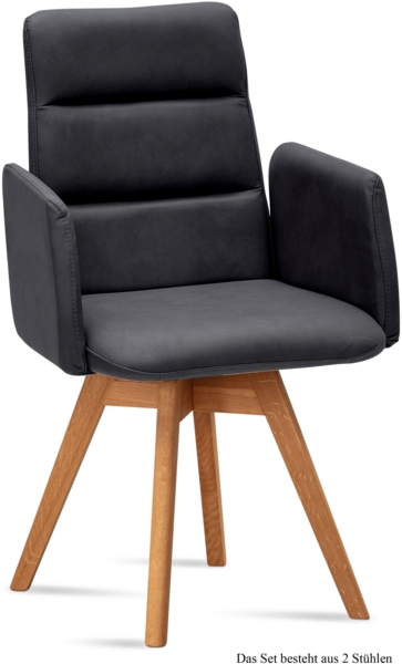 Armlehnstuhl drehbar (2er-Set) Dorit 52x92x60 Eiche geölt/Anthrazit