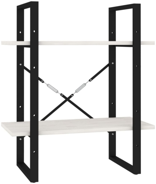 vidaXL Bücherregal 2 Böden Weiß 60x30x70 cm Massivholz Kiefer 806433 Bild 9