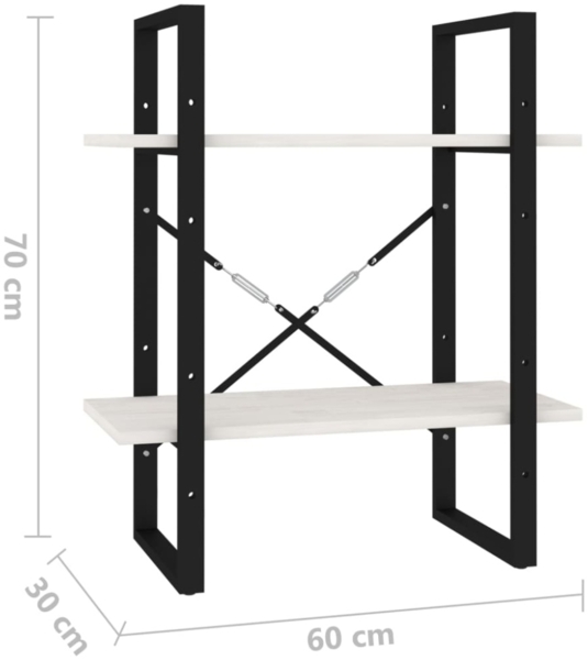 vidaXL Bücherregal 2 Böden Weiß 60x30x70 cm Massivholz Kiefer 806433 Bild 6