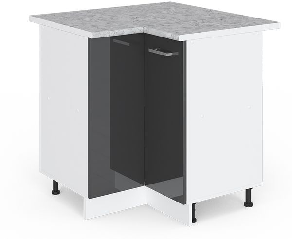 Eckunterschrank R-Line Anthrazit Hochglanz 75.6 cm , AP Marmor Vicco