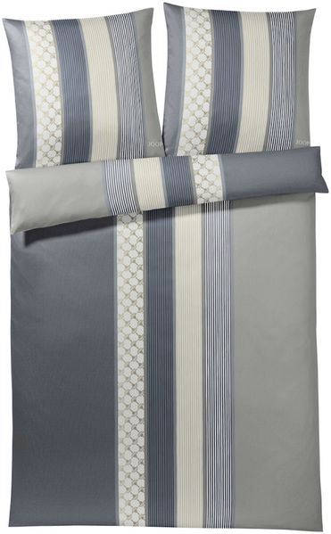JOOP! Bettwäsche Cornflower Stripes 4069 09 Deep Coal Mako Satin 200 x 200 + 2x 80 x 80 cm