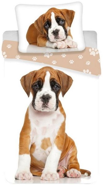 Jerry Fabrics Kinderbettwäsche Boxer Welpe, Renforcé, 2 teilig