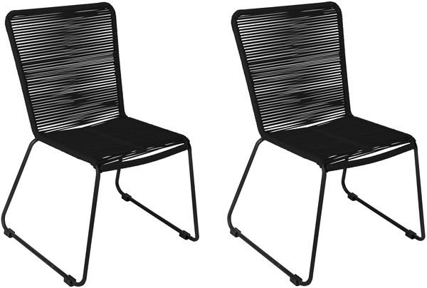 Gartenstuhl Outdoor-Seilstuhl Farbe Schwarz mit Eisen-Gestell in schwarz ISRA (2er Set) 136312692