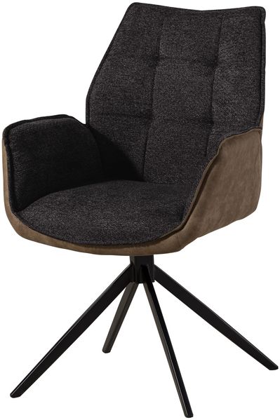 Drehstuhl Velours 61x61x89 dunkelgrau / braun HENRI #103