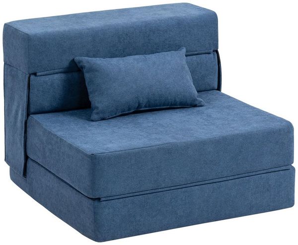 HOMCOM Schlafsofa klappbares Schlafsofa mit Bettfunktion, Lendenkissen, Sofa 1 Teile, Schlafsessel mit Bettfunktion