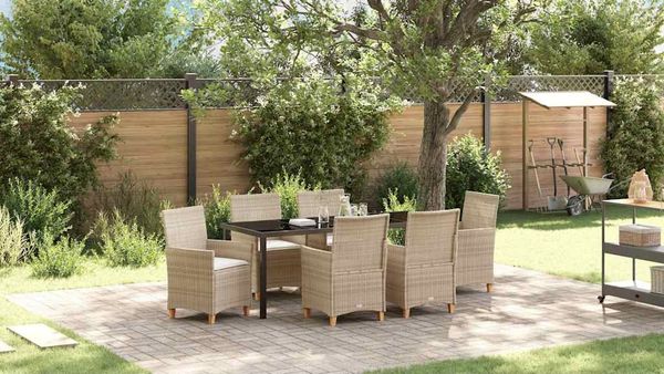 vidaXL Garten Essgruppe 7 pcs Beige Poly-Rattan 3381084