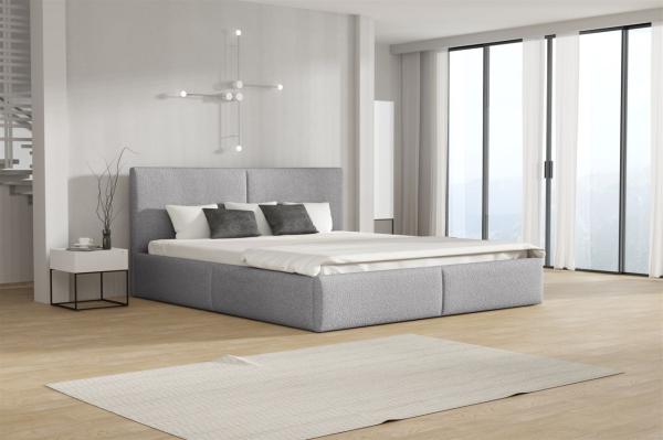 Polsterbett Doppelbett BERGEN 140x200cm Stoff Freya Silbergrau