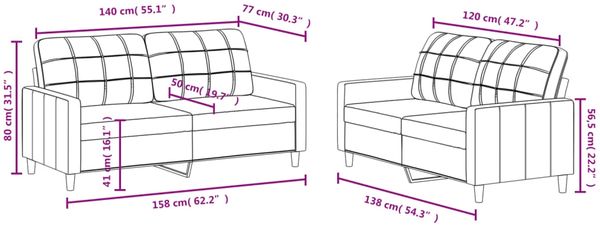 vidaXL 2-tlg. Sofagarnitur mit Kissen Creme Stoff 3201276 Bild 6