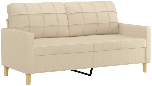 vidaXL 2-tlg. Sofagarnitur mit Kissen Creme Stoff 3201276 Bild 4