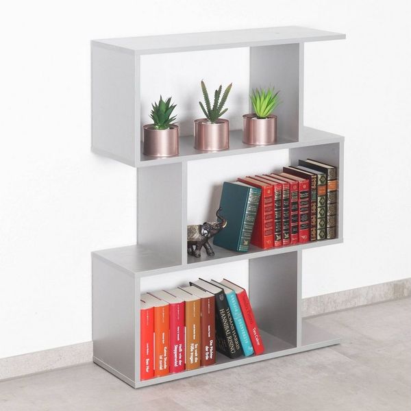 RICOO Standregal 97 x 70 x 25 cm grau – Bücherregal Wandregal Wohnzimmer WM072-PL Bild 4