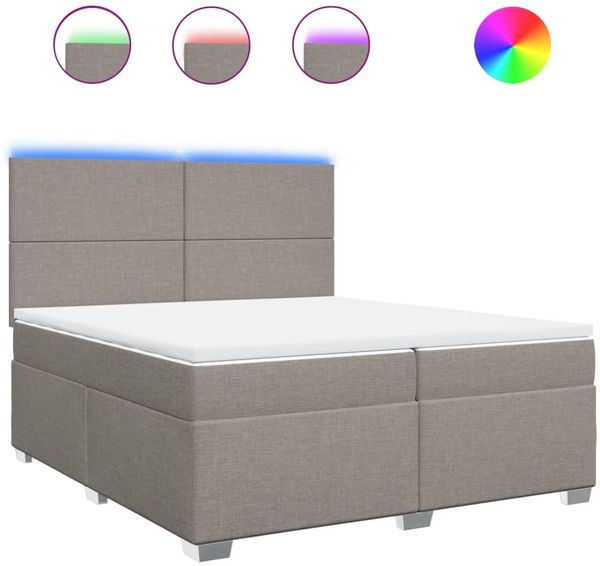 vidaXL Boxspringbett mit Matratze Taupe 200x200 cm Stoff 3292892 Bild 2