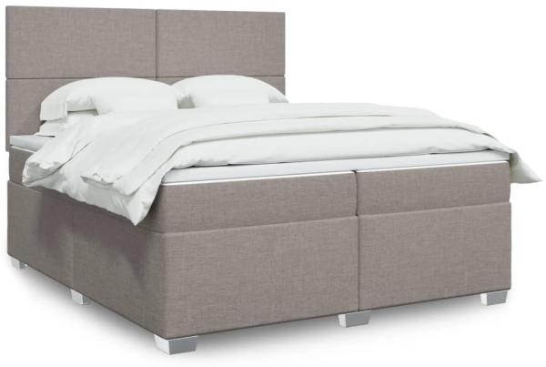 vidaXL Boxspringbett mit Matratze Taupe 200x200 cm Stoff 3292892