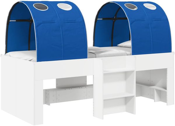 vidaXL Bett mit Tunnel 4 pcs Weiß und Blau Holzwerkstoff 3423547