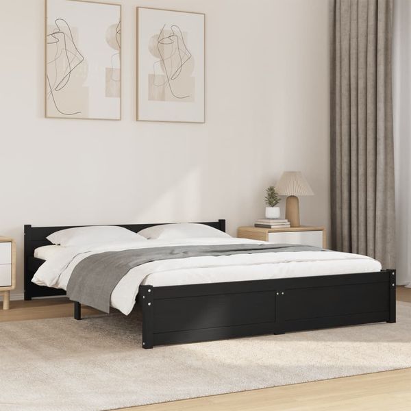 vidaXL Massivholzbett Schwarz 150x200 cm 5FT King Size [815053]