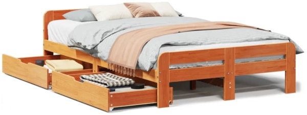 vidaXL Massivholzbett ohne Matratze Wachsbraun 120x200 cm Kiefernholz 3309043