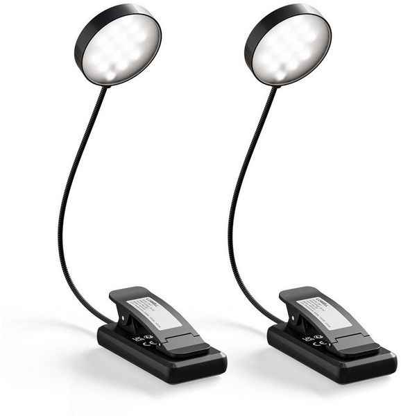 LQWELL LED Schreibtischlampe LED Leselampe Nachttischlampe Leselampe Tisch Buch Klemme im Bett, LED fest integriert, 3 Farbtemperaturen, 10 Helligkeitsstufen, stufenlos dimmbar, 360° flexibles Buchlicht, Für Kinder und Buchliebhaber, ideal für Büro, Sc...