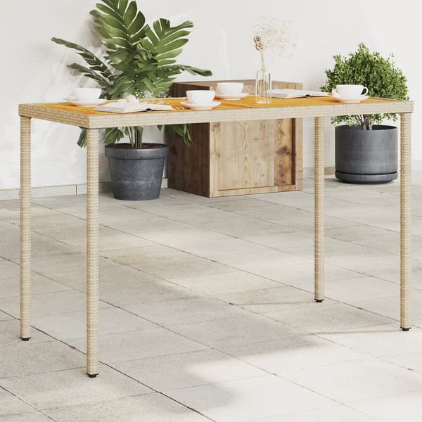 Gartentisch, Balkontisch mit Akazienholz-Platte 115 x 54 x 74 cm Poly Rattan
