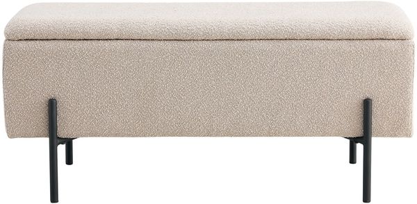 Truhenbank >Watford< in Beige, Stoff - 95x46x36,5cm (BxHxT)