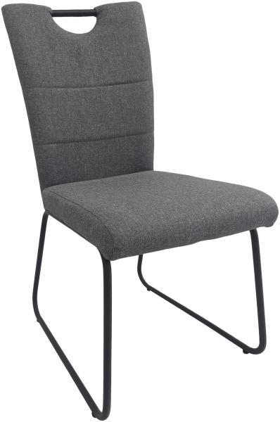 byLIVING Esszimmerstuhl 2er-Set BARRY / Webstoff grau / Griff im Rücken / Gestell Metall schwarz / Esszimmerstuhl / Küchenstuhl / B 58, H 95, T 45 cm