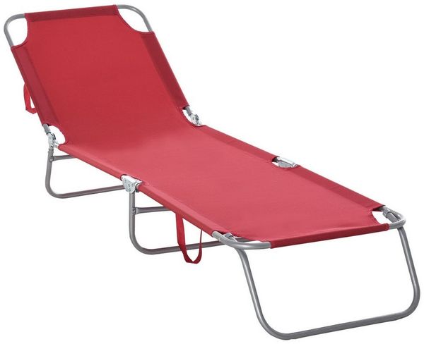 Outsunny Gartenliege mit 5-Fach verstellbare Rückenlehne, wetterfest, Sonnenliege klappbar, 1 St, wetterfeste Liegestuhl, bis 120 kg belastbar, für Garten Strand Pool, Weinrot