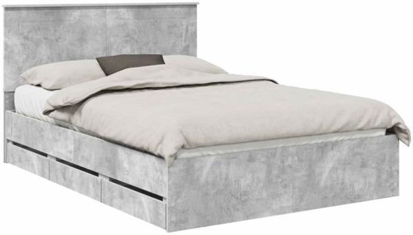 vidaXL Bettrahmen mit Kopfteil Beton Grau 140 x 200 cm Ingenieurs Holz 3409464