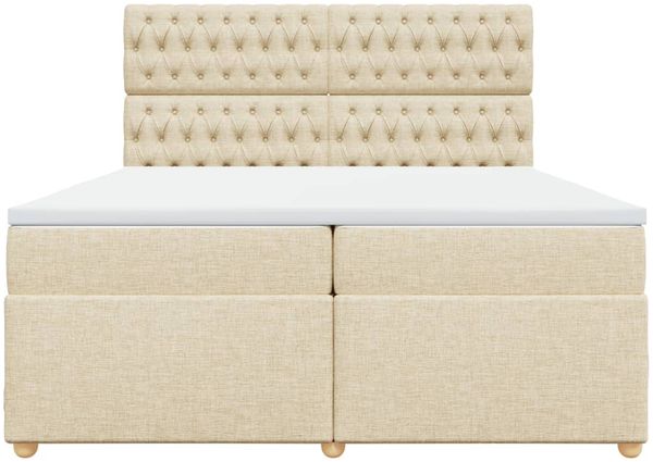 vidaXL Boxspringbett mit Matratze Creme 200x200 cm Stoff 3293699 Bild 6
