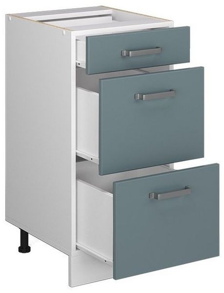 Küchenunterschrank R-Line Blau-Grau 40 cm mit Schubladen, ohne Arbeitsplatte Vicco Bild 3