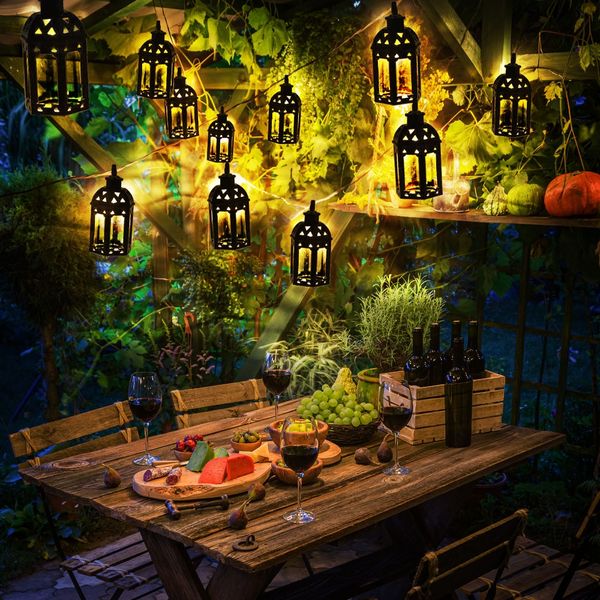 LED Solar Lichterkette, 10x Laterne, orientalisch, L 200 cm