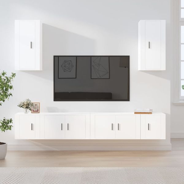 vidaXL 6-tlg. TV-Schrank-Set Weiß Holzwerkstoff 3188686