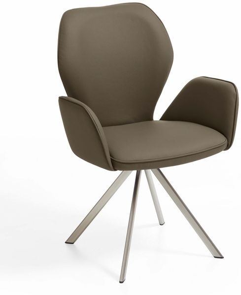 Niehoff Sitzmöbel 'Colorado Trend-Line' Armlehnenstuhl, Napoli oliv grün, Leder, 92 x 60 x 62,5 cm, Silber, ohne