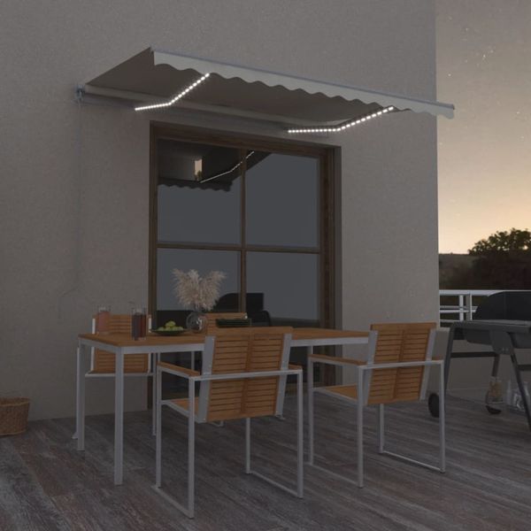 vidaXL Markise Manuell Einziehbar mit LED 350x250 cm Creme 3068882