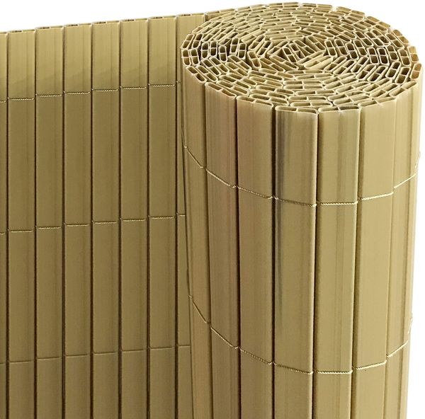 Ribelli® PVC Sichtschutzmatte mit Steg, extra stabil Sichtschutzzaun Sichtschutz Zaun Balkon Windschutz (120x300 cm, bambus)