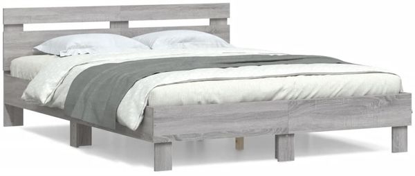 vidaXL Bettgestell mit Kopfteil Grau Sonoma 140x190 cm Holzwerkstoff 3207439 Bild 2
